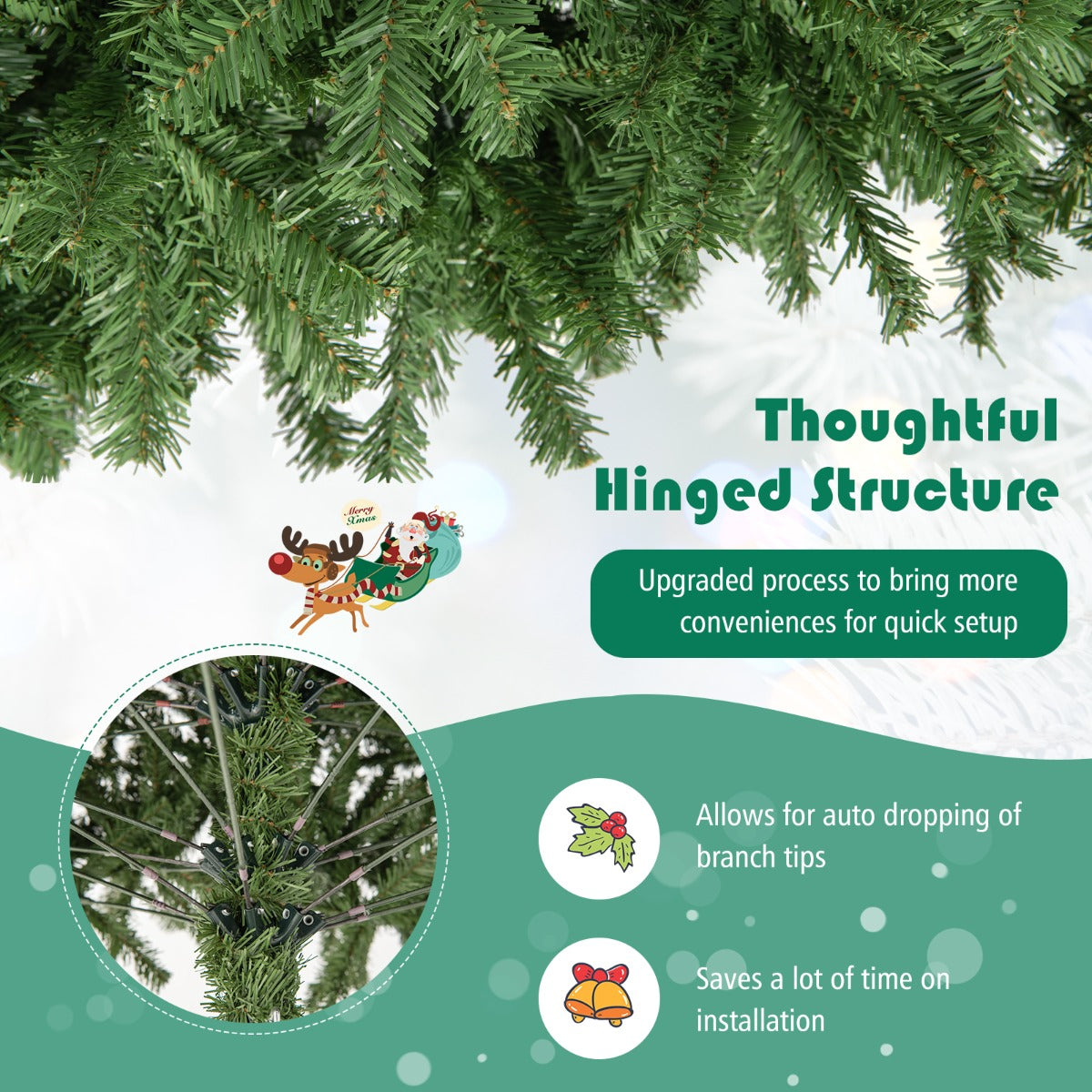 LIVSK Kunstkerstboom met Klapsysteem - 2132 PVC Naalden - 180 cm - Stevige Metalen Standaard - Eenvoudige Montage - Groen