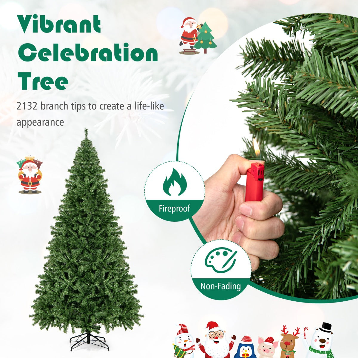 LIVSK Kunstkerstboom met Klapsysteem - 2132 PVC Naalden - 180 cm - Stevige Metalen Standaard - Eenvoudige Montage - Groen