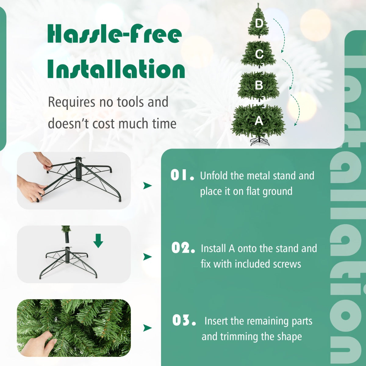 LIVSK Kunstkerstboom met Klapsysteem - 2132 PVC Naalden - 180 cm - Stevige Metalen Standaard - Eenvoudige Montage - Groen