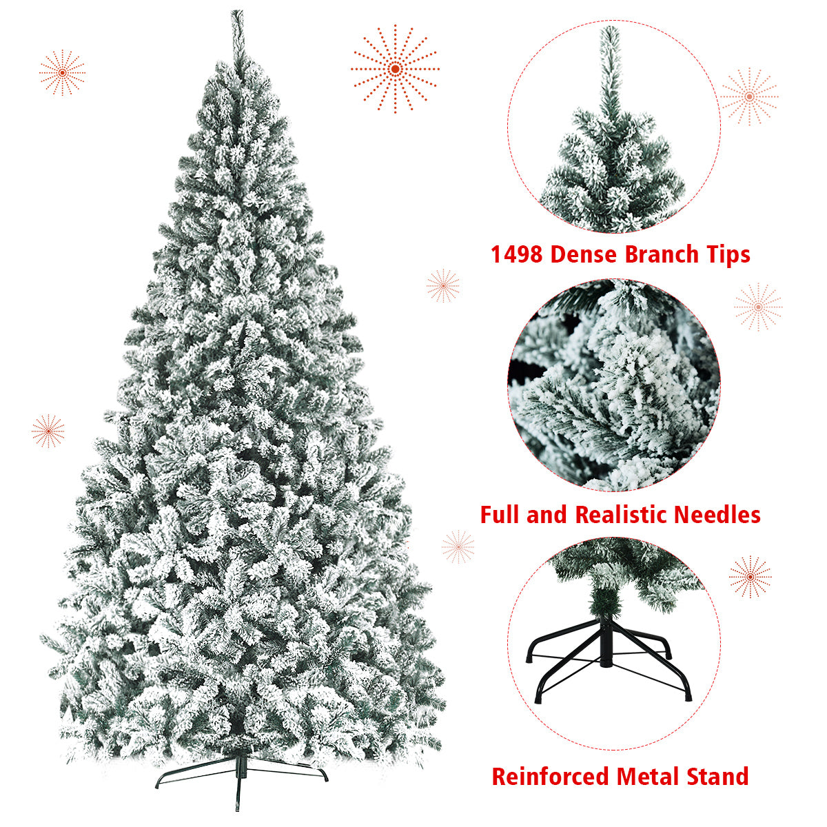 LIVSK Niet-verlichte Kunstkerstboom 270 cm - Sneeuweffect - 1010 Takpunten - Opvouwbaar - Duurzame Standaard - Groen