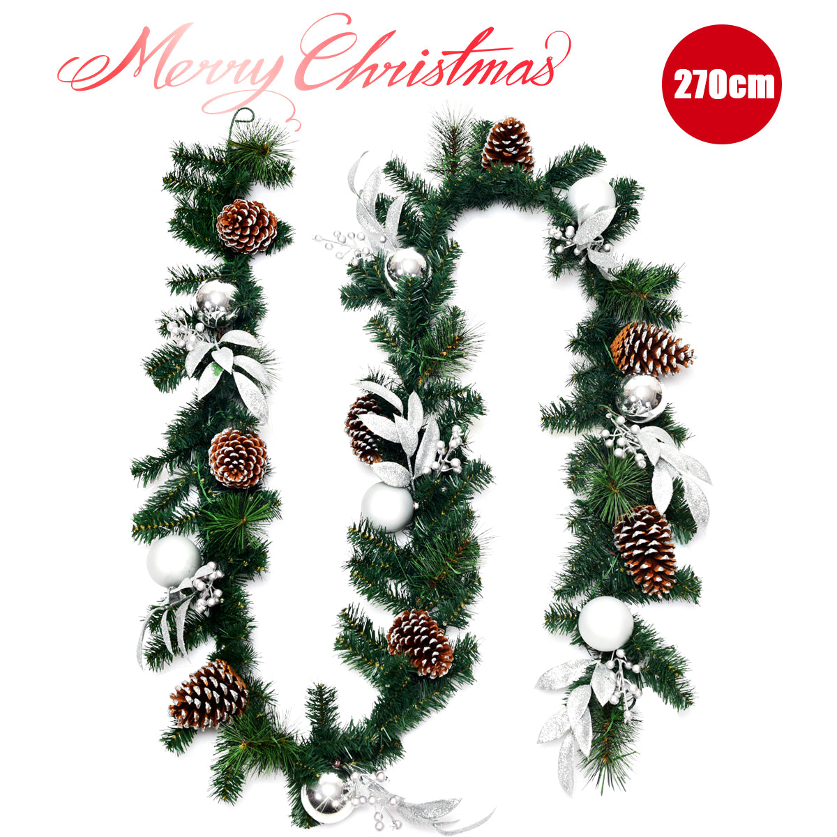 LIVSK Voorverlichte Kerstslinger - 275 cm - 50 Warm Witte LED Lampjes - Realistisch Design - Duurzaam PVC - Groen