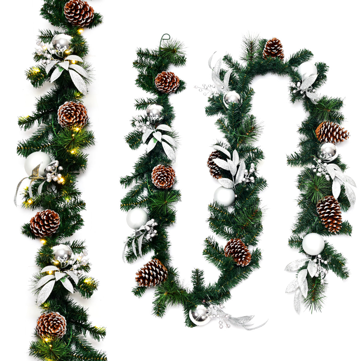 LIVSK Voorverlichte Kerstslinger - 275 cm - 50 Warm Witte LED Lampjes - Realistisch Design - Duurzaam PVC - Groen