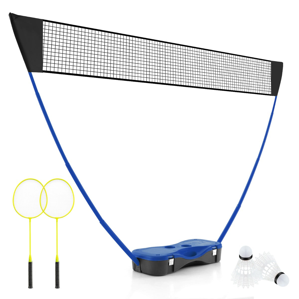 LIVSK Badmintonset - Inclusief Net, 2 Rackets en 2 Shuttlecocks - Eenvoudige Installatie - Draagbaar - Blauw