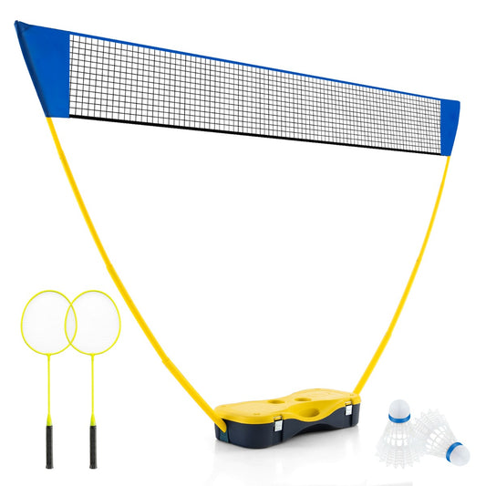 LIVSK Badmintonset - Inclusief Rackets, Veerballen en Opbergdoos - Duurzaam PE Materiaal - Eenvoudige Installatie - Blauw