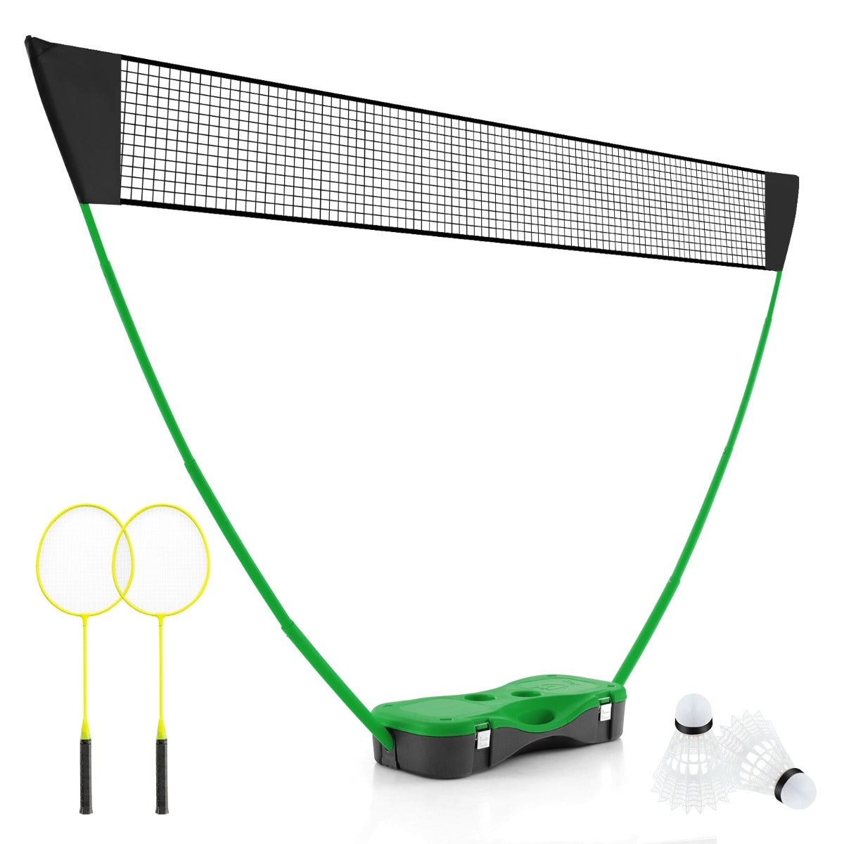 LIVSK Badmintonset - Draagbaar Net en Rackets - PE Materiaal - Eenvoudige Installatie - Tot 80 kg - Groen