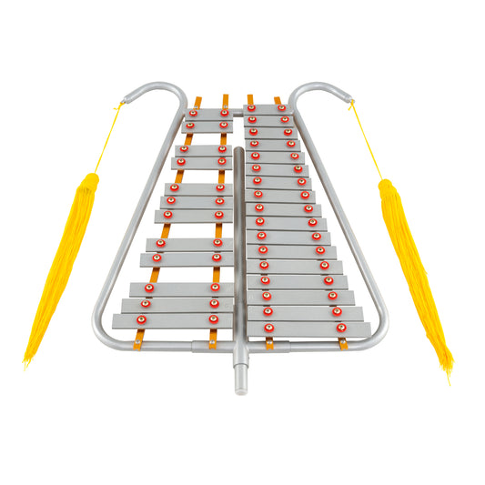 LIVSK 29-toetsen Mars-glockenspiel Xylofoon - Verstelbare Handgreep - Aluminium - Draagbaar voor Beginners - Zilver