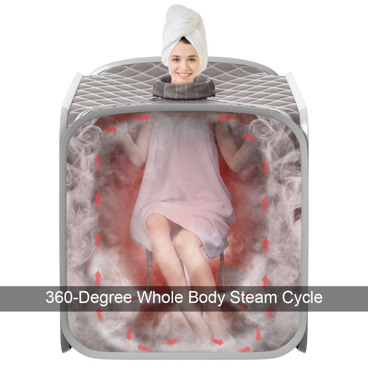 LIVSK Draagbare Stoomsauna - 9 Temperatuurniveaus - Afstandsbediening - Voetmassagerollers - Inclusief Accessoires - Grijs