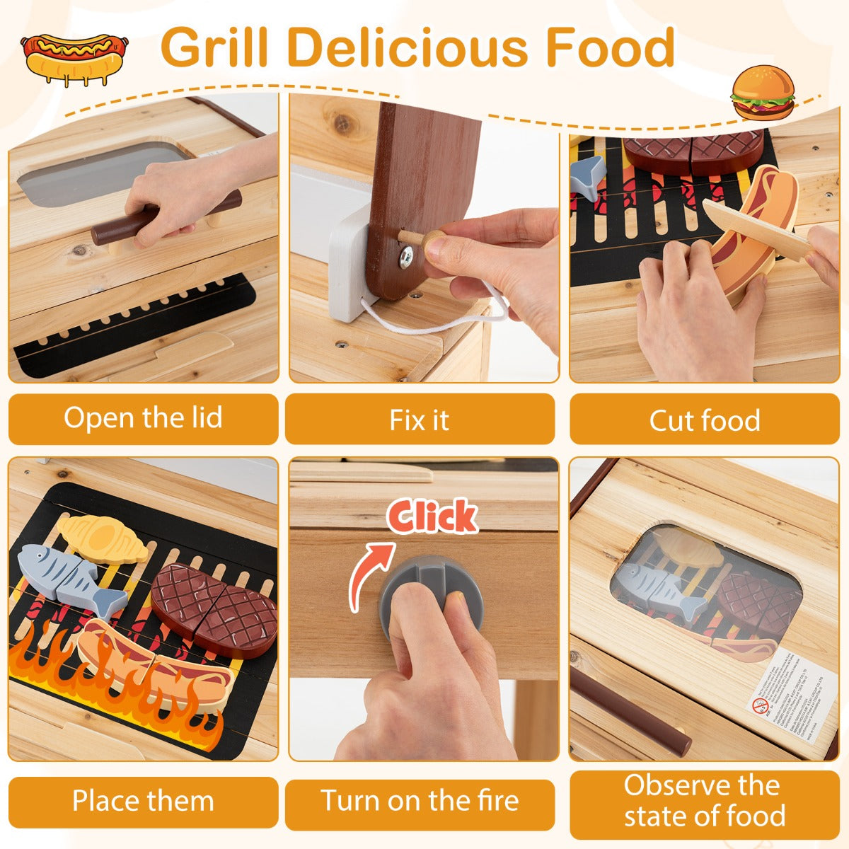 LIVSK Modderkeuken Outdoor Keuken Set - Inclusief Grill en Pizzaoven - Duurzaam Dennenhout - Voor Kinderen vanaf 3 jaar -