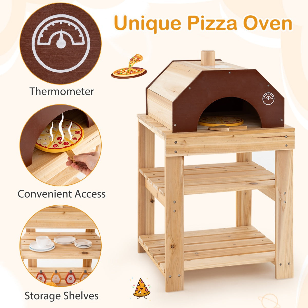 LIVSK Modderkeuken Outdoor Keuken Set - Inclusief Grill en Pizzaoven - Duurzaam Dennenhout - Voor Kinderen vanaf 3 jaar -