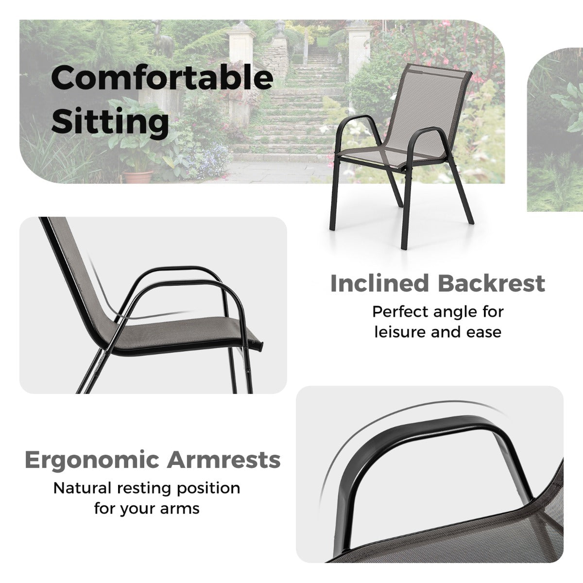 LIVSK 3-delige Bistroset voor Buiten - Comfortabele Stoelen - Praktische Koffietafel - Weerbestendig - Grijs