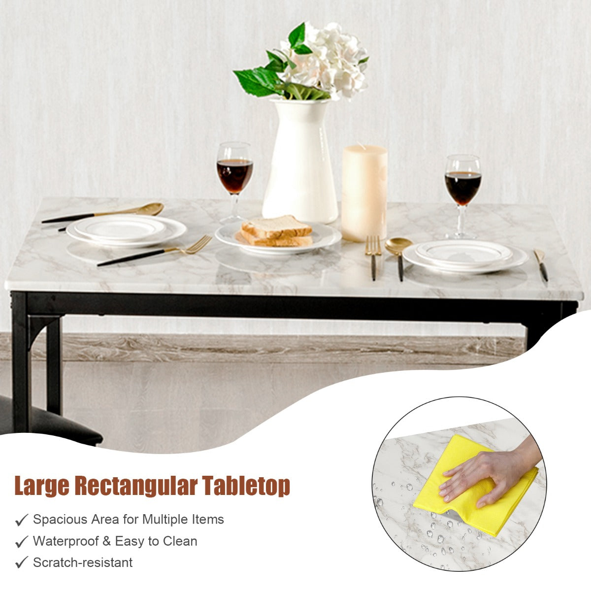 LIVSK Eettafelset met 2 Krukken - Ruimtebesparend - Robuust Metalen Frame - Modern Design - Voor 2 Personen - Wit