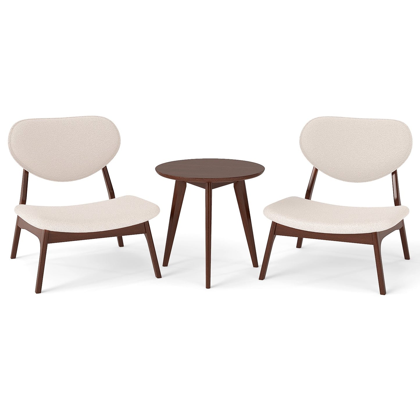 LIVSK Accentstoelen met Bijzettafel - Ergonomisch Ontwerp - Lamsfluweel - Draagvermogen 180 kg - Inclusief Bijzettafel - Noten en