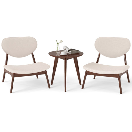 LIVSK Accentstoelen met Bijzettafel - Ergonomisch Ontwerp - Lamsfluweel - Draagvermogen 180 kg - Inclusief Bijzettafel - Noten en