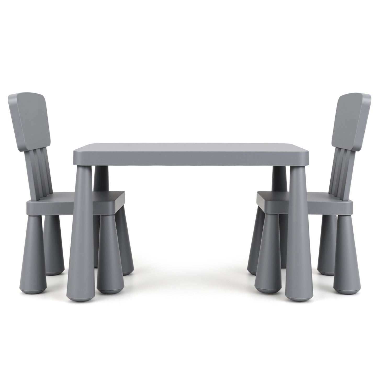 LIVSK Kindertafel met 2 Stoelen - Ergonomisch en Veilig - Eenvoudig Schoon te Maken - Voor Kinderen van 1-7 Jaar - Grijs