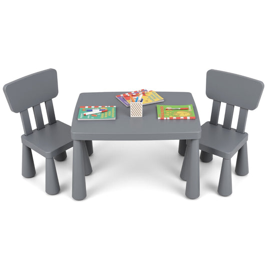 LIVSK Kindertafel met 2 Stoelen - Ergonomisch en Veilig - Eenvoudig Schoon te Maken - Voor Kinderen van 1-7 Jaar - Grijs