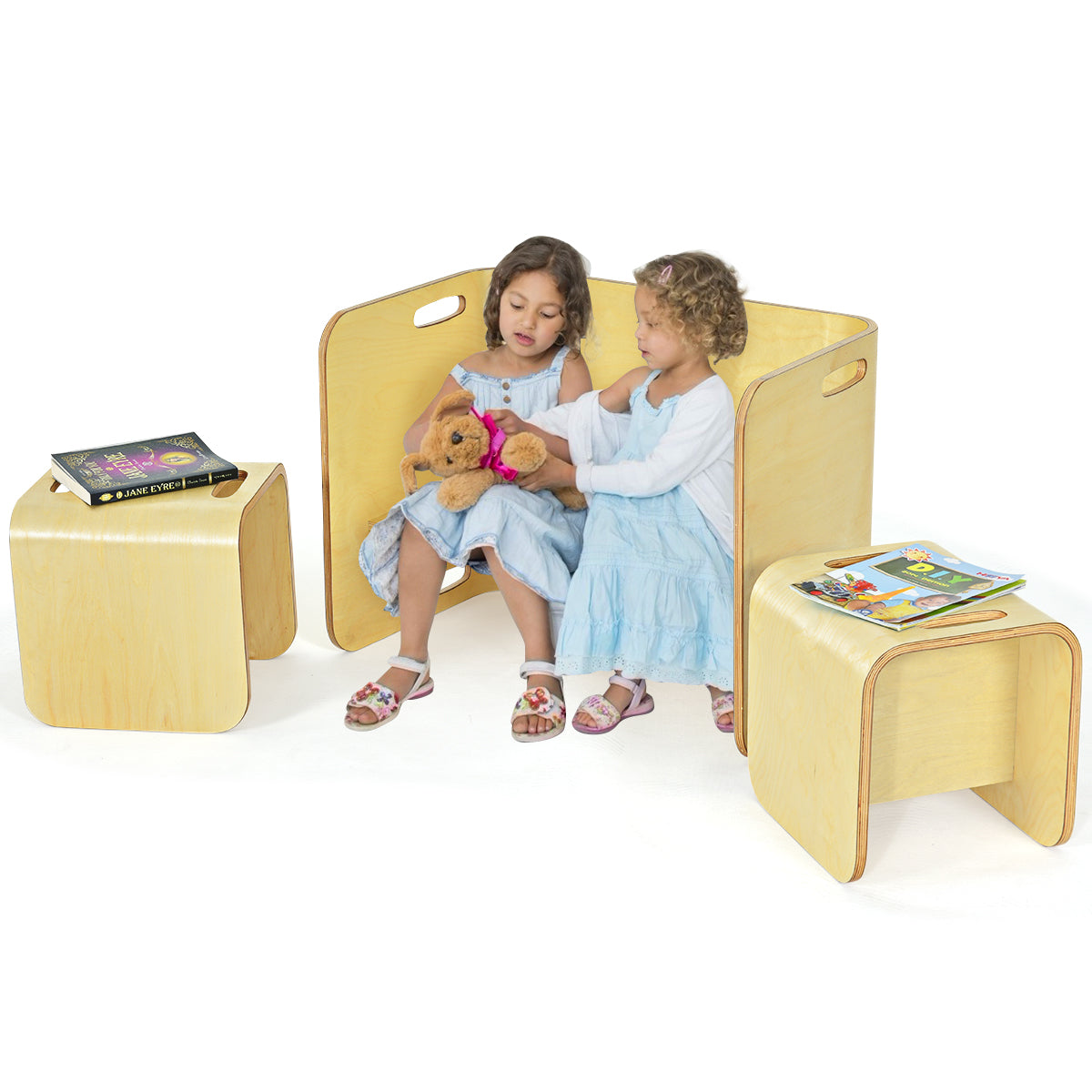 LIVSK Kindertafel- en Stoelset - Multifunctioneel en Ruimtebesparend - Hoogwaardig Berkenhout - Voor Kinderen 2-9 Jaar - Naturel