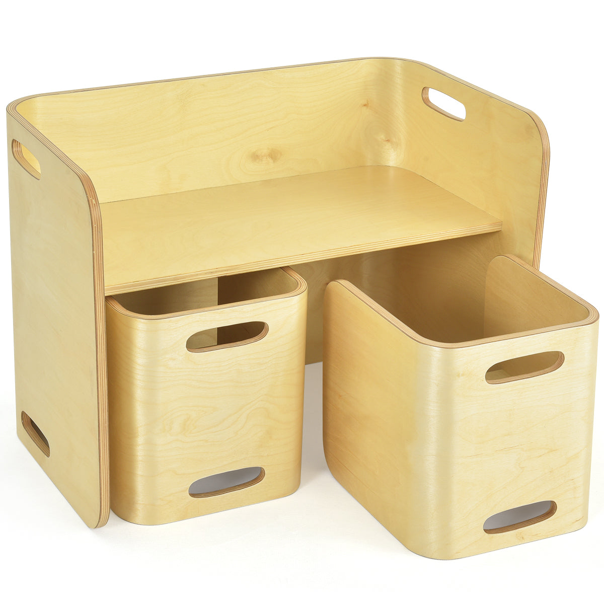 LIVSK Kindertafel- en Stoelset - Multifunctioneel en Ruimtebesparend - Hoogwaardig Berkenhout - Voor Kinderen 2-9 Jaar - Naturel