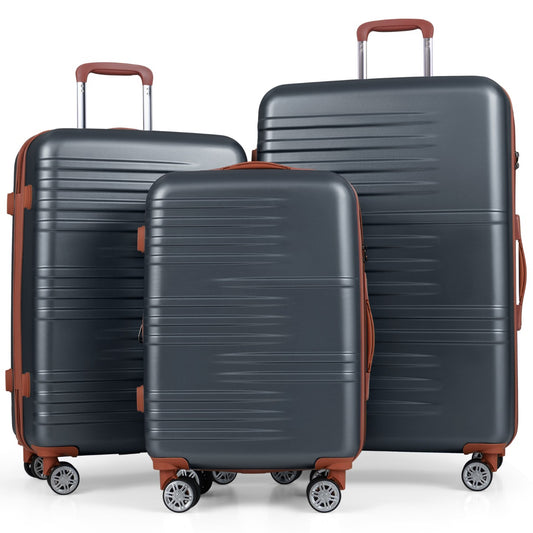 Livsk costway 3 delige kofferset met lichtgewicht m l xl koffers met vier wielen grijs