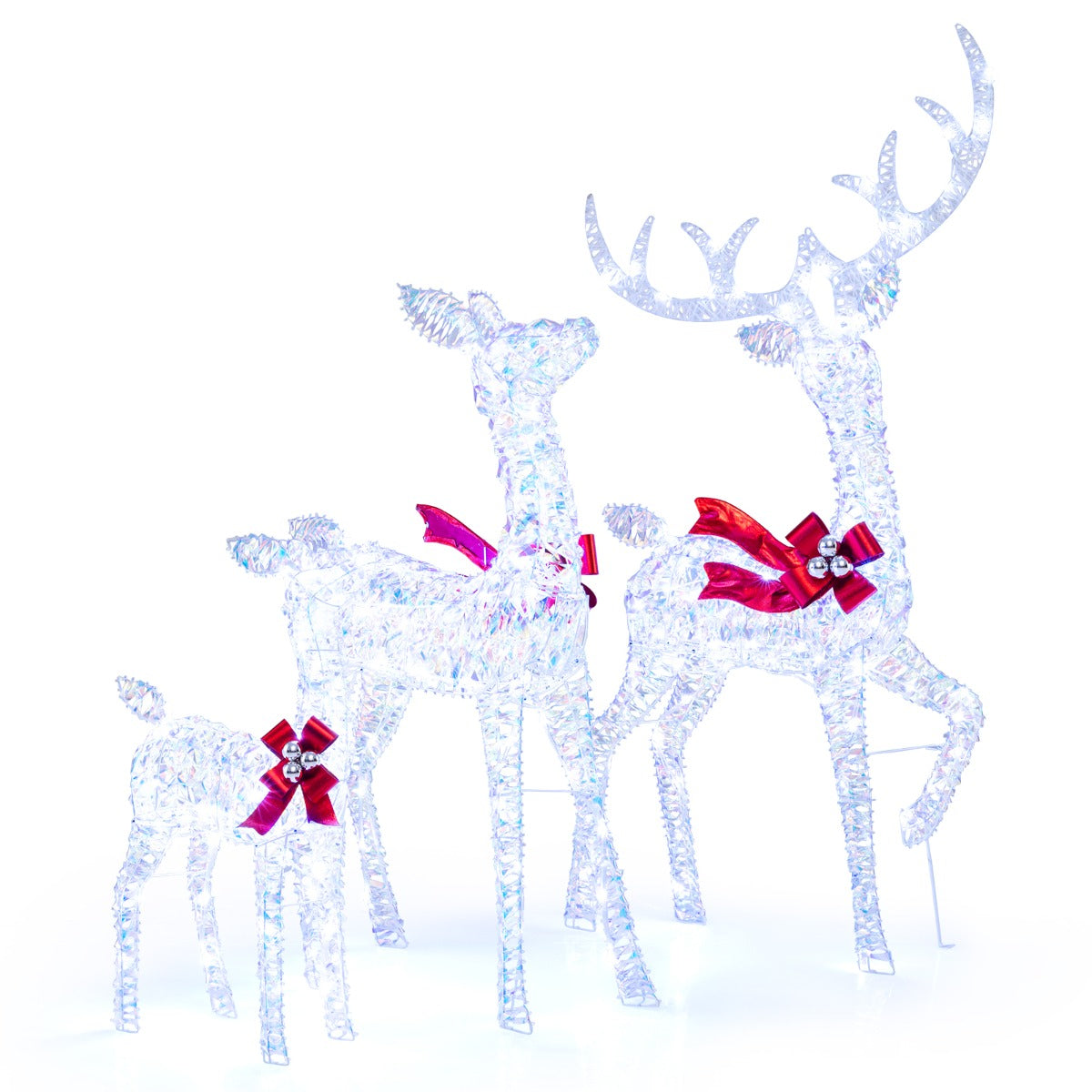 LIVSK 3-delige Kerst-renpaard-set - 215 Koudwitte LED-lampen - Weerbestendig - Magische uitstraling - Hert, Hindin, Kalf - Zoals