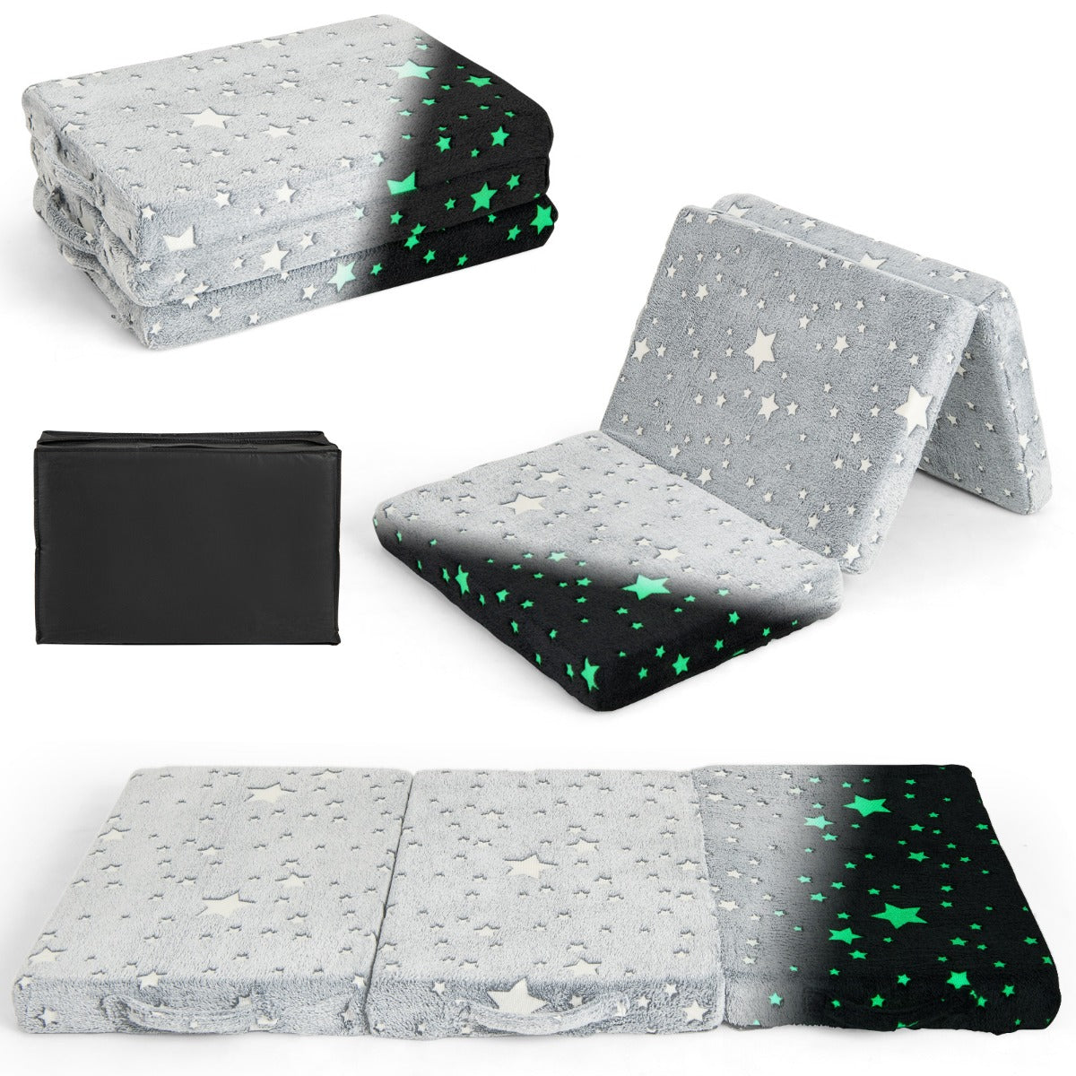 LIVSK Opvouwbare Driedelige Matras - Magische Sterrenpatronen - Comfortabel en Draagbaar - Inclusief Opbergtas - 122 x 61 x 7 cm