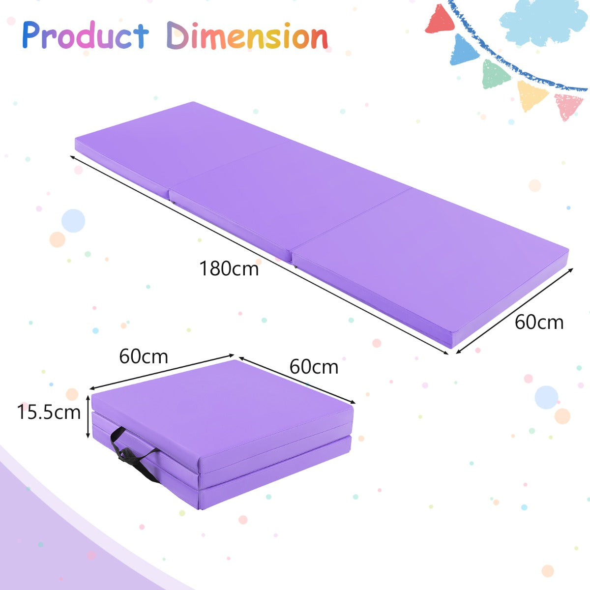 LIVSK Opvouwbare Oefenmat - Ergonomisch Ontwerp - Lichtgewicht met Handgrepen - Ideaal voor Yoga en Pilates - 180 x 60 x 5 cm -