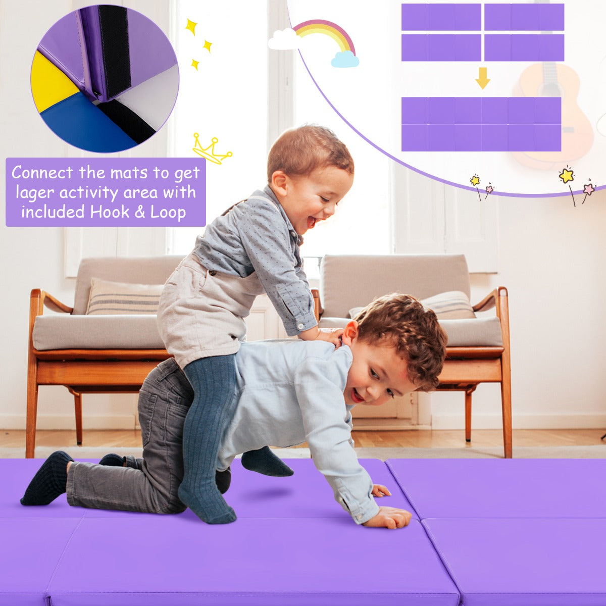 LIVSK Opvouwbare Oefenmat - Ergonomisch Ontwerp - Lichtgewicht met Handgrepen - Ideaal voor Yoga en Pilates - 180 x 60 x 5 cm -