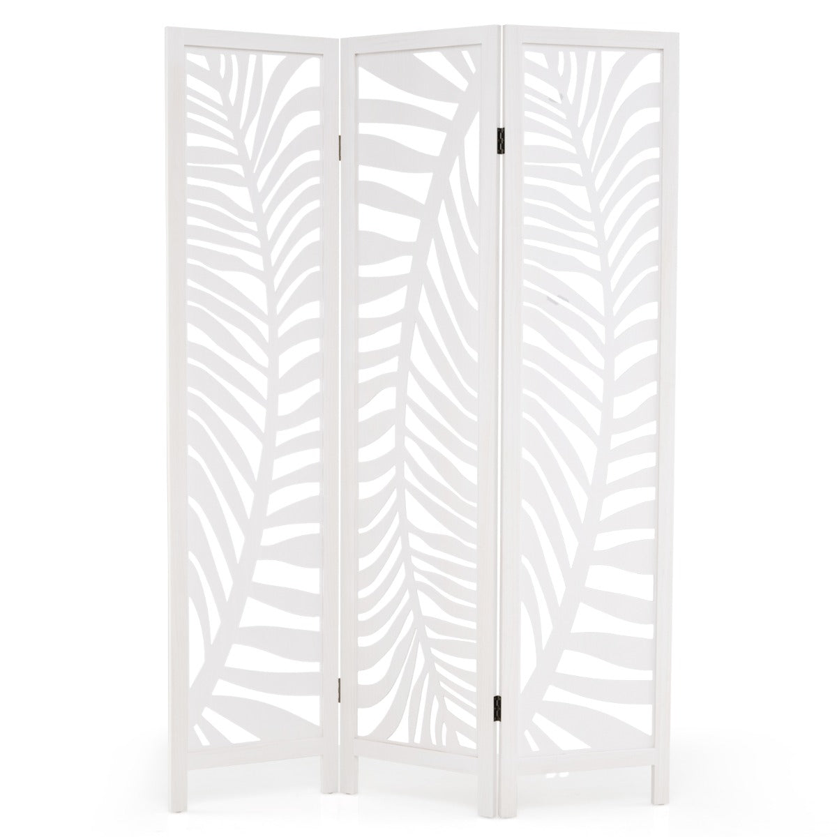 LIVSK 3 - delige Roomdivider van Paulownia - Hout - Eenvoudig Inklapbaar - Decoratief en Functioneel - Voor Thuis en Kantoor - Wit