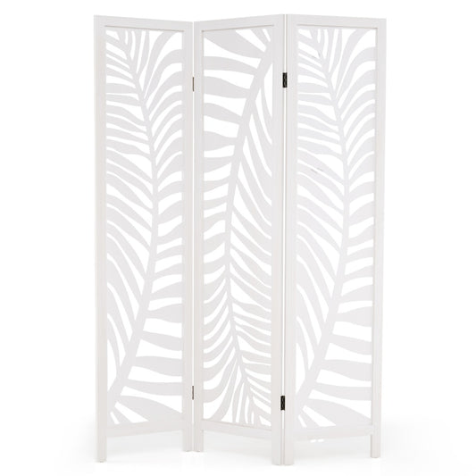 LIVSK 3 - delige Roomdivider van Paulownia - Hout - Eenvoudig Inklapbaar - Decoratief en Functioneel - Voor Thuis en Kantoor - Wit