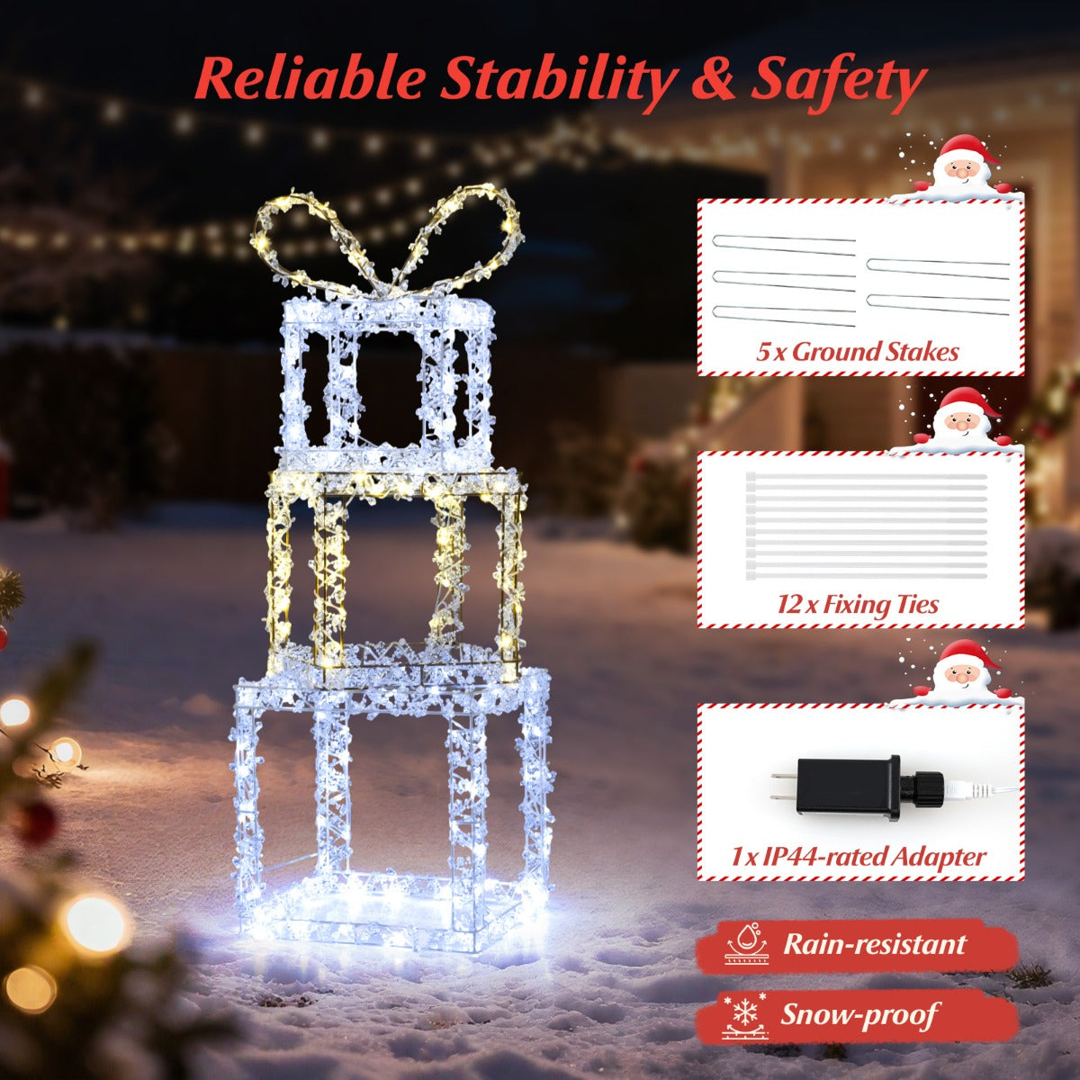LIVSK LED-cadeauboxenset - 3 Stuks met 80 Warmwitte en 120 Koelwitte Lampjes - Weerbestendig - Eenvoudige Installatie -