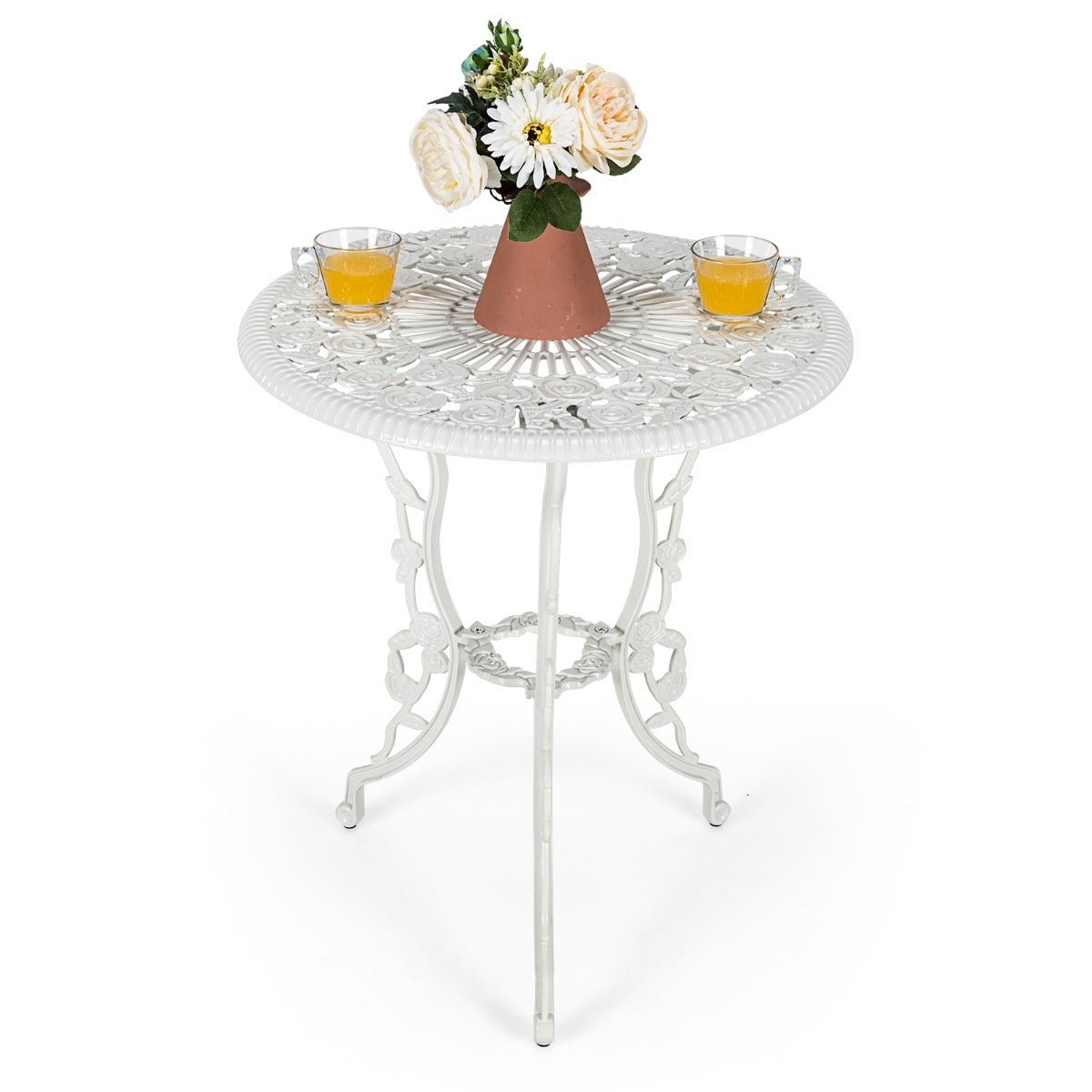 LIVSK 3-delige Bistrotafelset - Stijlvol Design - Duurzaam Gecoat Metaal - Comfortabele Stoelen - Voor Kleine Ruimtes - Wit