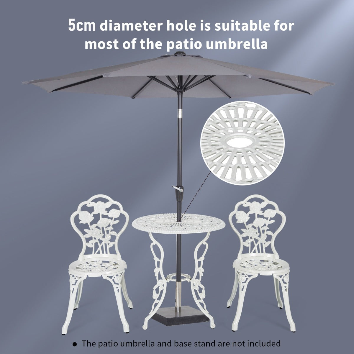 LIVSK 3-delige Bistrotafelset - Stijlvol Design - Duurzaam Gecoat Metaal - Comfortabele Stoelen - Voor Kleine Ruimtes - Wit