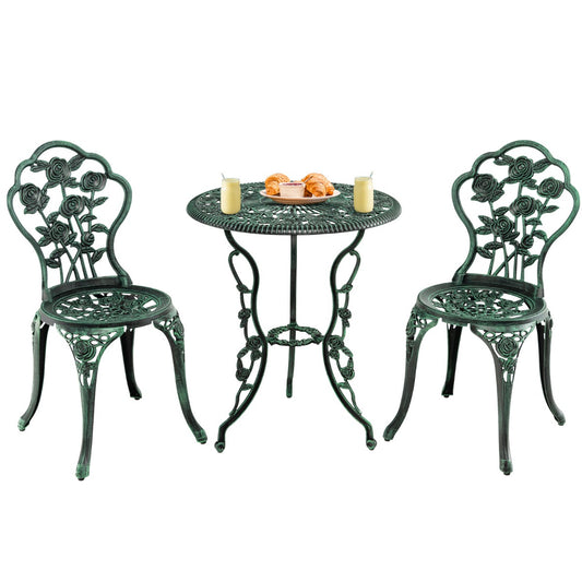 LIVSK 3-delige Bistrotafelset - Duurzaam Gegoten Aluminium - Antiek Design - Ideaal voor Kleine Ruimtes - Brons
