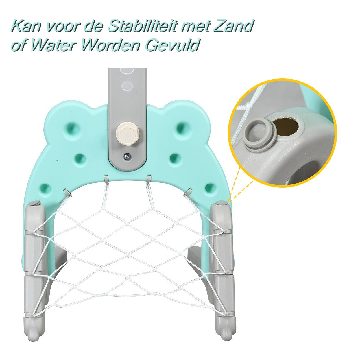 LIVSK 3-in-1 Basketbalstandaard - Verstelbaar van 88 tot 128 cm - Inclusief Basketbal en Voetbal - Veilig en Stabiel - Lichtblauw