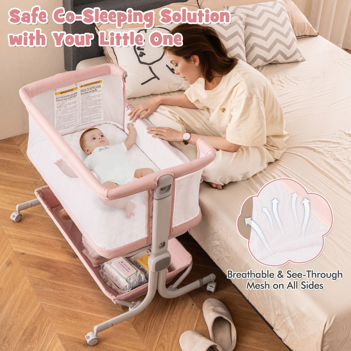 LIVSK Co - Sleeper Bedbank 3 - in - 1 - 6 Verstelbare Hoogtes - Veiligheidsriemen - Opvouwbaar - Draagbaar - Inclusief Matras