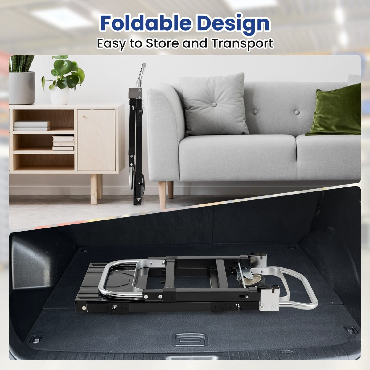 Livsk costway 3 in 1 converteerbare handkar stevige opvouwbare steekwagen met intrekbare handgreep en verstelbare lengte 5