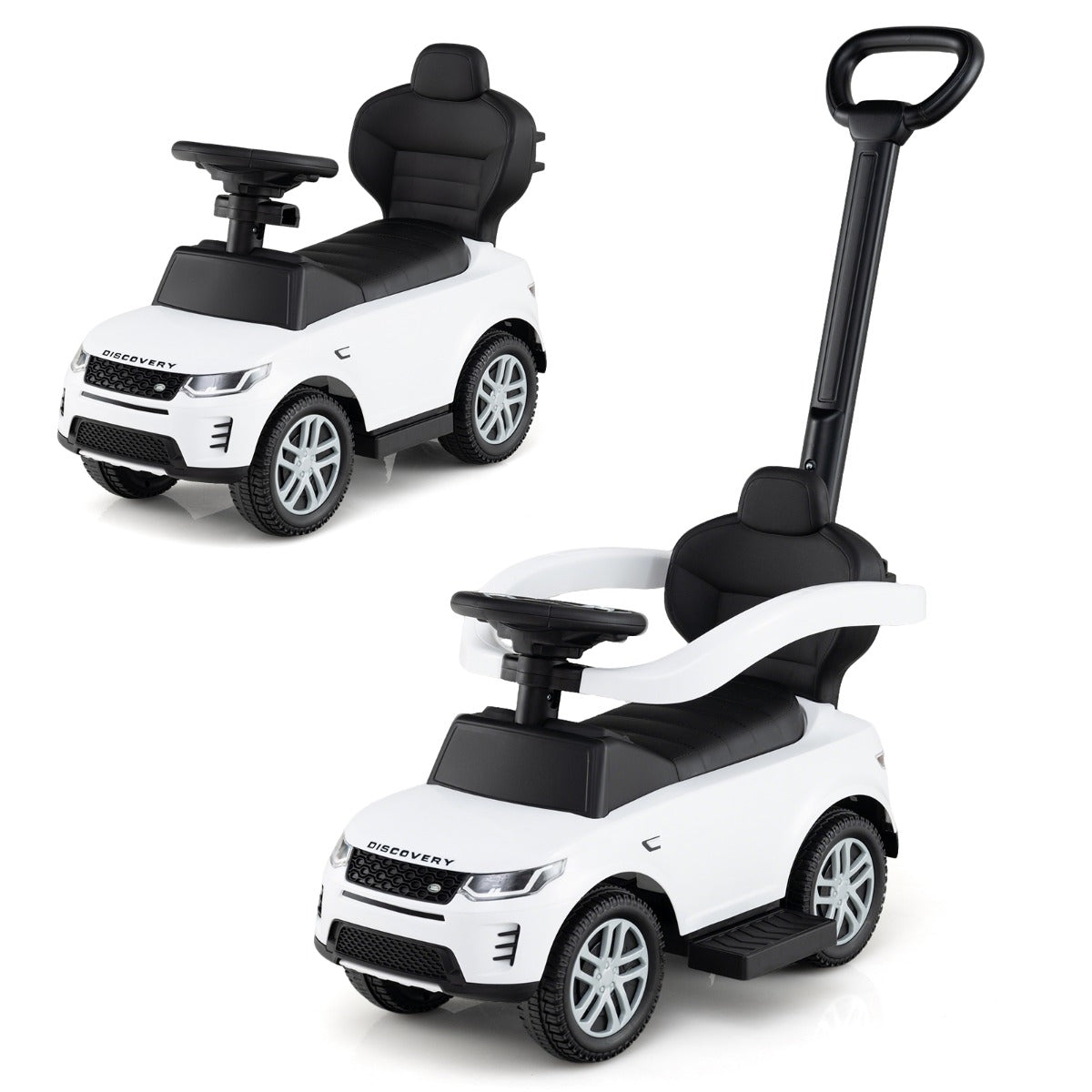 LIVSK 3-in-1 Duwwagen voor Peuters - Transformeerbaar tot Loop- of Glijauto - Veilig en Comfortabel - Wit