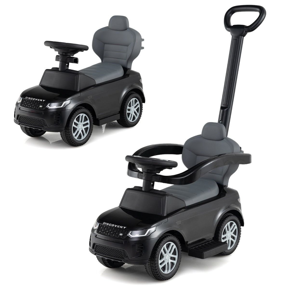 LIVSK 3-in-1 Peuterkinderwagen - Ombouwbaar tot Loop- of Schuifwagen - Slijtvaste Wielen - Opbergruimte - Tot 25 kg - Zwart