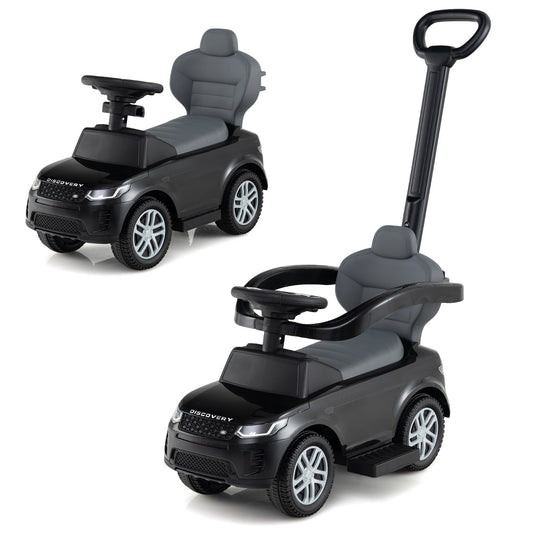 LIVSK 3-in-1 Peuterkinderwagen - Ombouwbaar tot Loop- of Schuifwagen - Slijtvaste Wielen - Opbergruimte - Tot 25 kg - Zwart