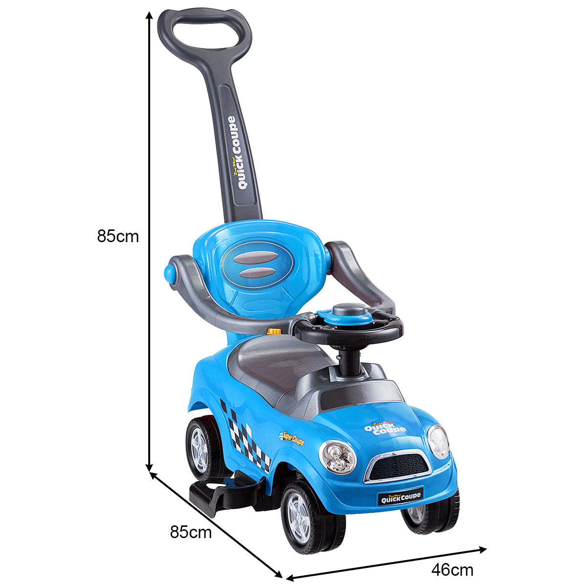 LIVSK 3-in-1 Glijauto voor Peuters - Kinderwagen, Loopauto en Zitauto - Veiligheid met Leuningen - Opbergruimte - Blauw