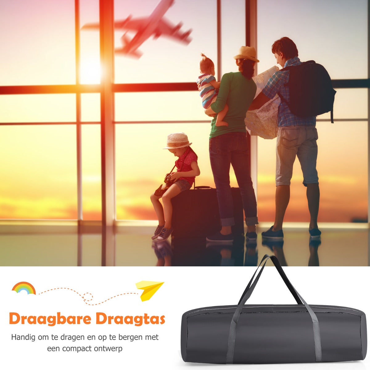 LIVSK Draagbare Speeltuin voor Baby's - Afneembaar Net met Speelgoedbar - Muziekspeler met Licht - Opvouwbaar - 102 x 71 x 111 cm