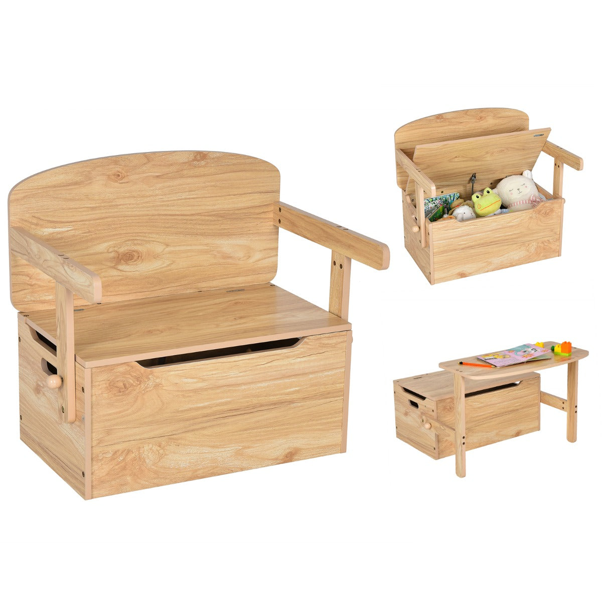 LIVSK 3-in-1 Activiteitenset voor Kinderen - Tafel, Stoel en Opbergdoos - Veilig MDF - Gemakkelijk te Monteren - Natuurlijk