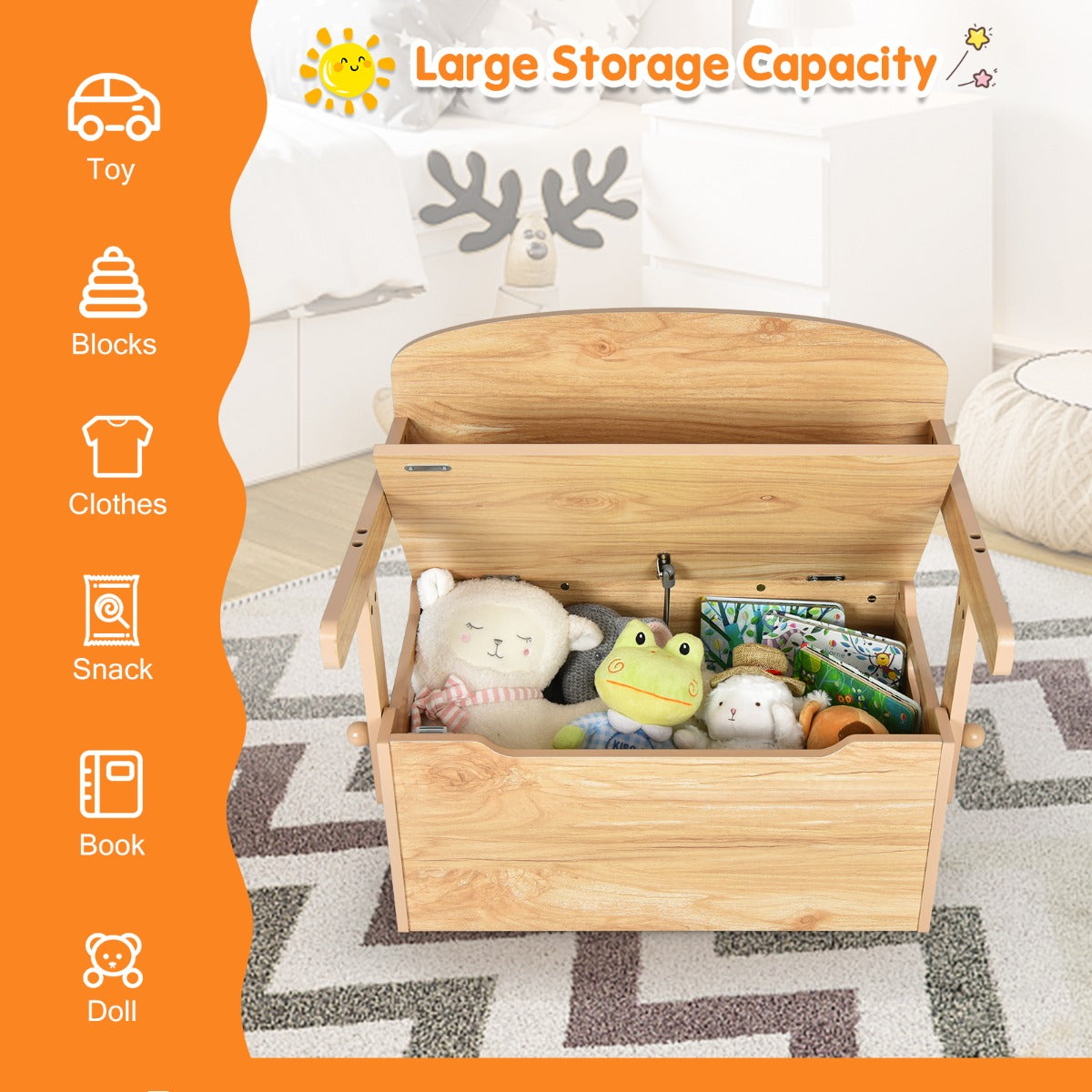 LIVSK 3-in-1 Activiteitenset voor Kinderen - Tafel, Stoel en Opbergdoos - Veilig MDF - Gemakkelijk te Monteren - Natuurlijk