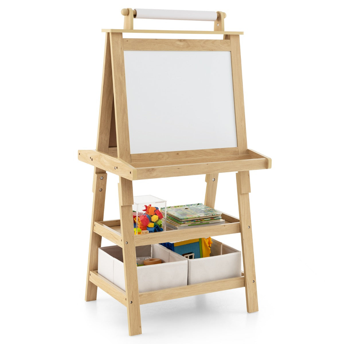 LIVSK 3-in-1 Schildersezel - Dubbelzijdig Whiteboard en Krijtbord - Inclusief Opbergdozen en Tekenpapier - Veilig en Stabiel -