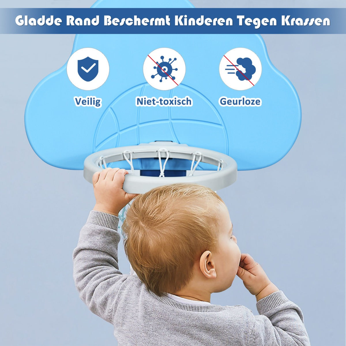LIVSK 3-in-1 Basketbalset voor Kinderen - Verstelbare Hoogte 77-116 cm - Inclusief Voetbal en Golfclub - Veilig en Stabiel -