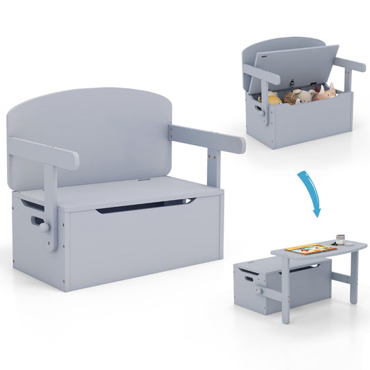 LIVSK 3-in-1 Activiteitenset voor Kinderen - Tafel en Stoel met Opbergruimte - Veilig en Duurzaam - 54,5 x 31 x 21 cm - Grijs