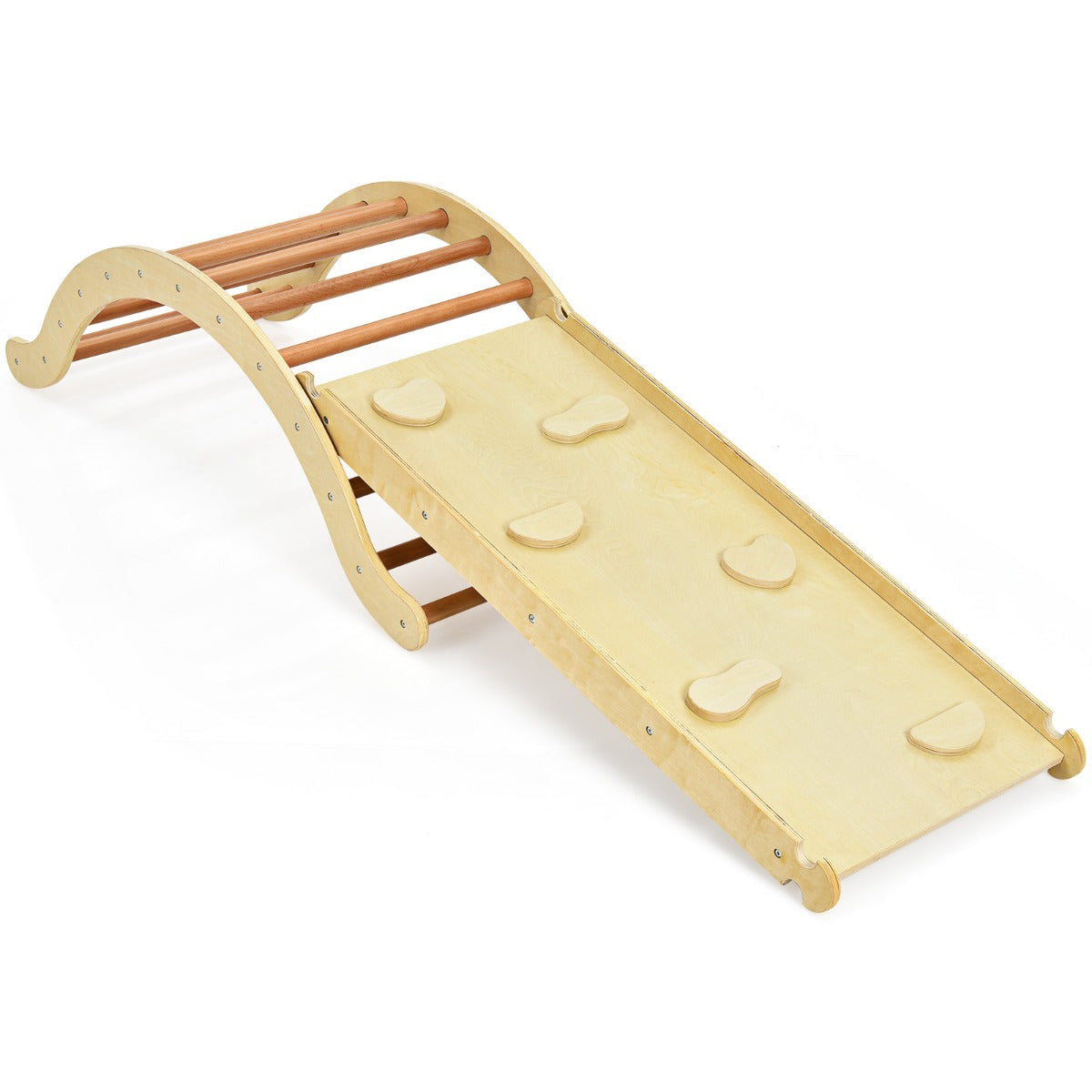 LIVSK Multifunctionele Klimladder Set - 4-in-1 Speelset met Hellingbaan en Schommel - Duurzaam Hout - Tot 60 kg - Blauw