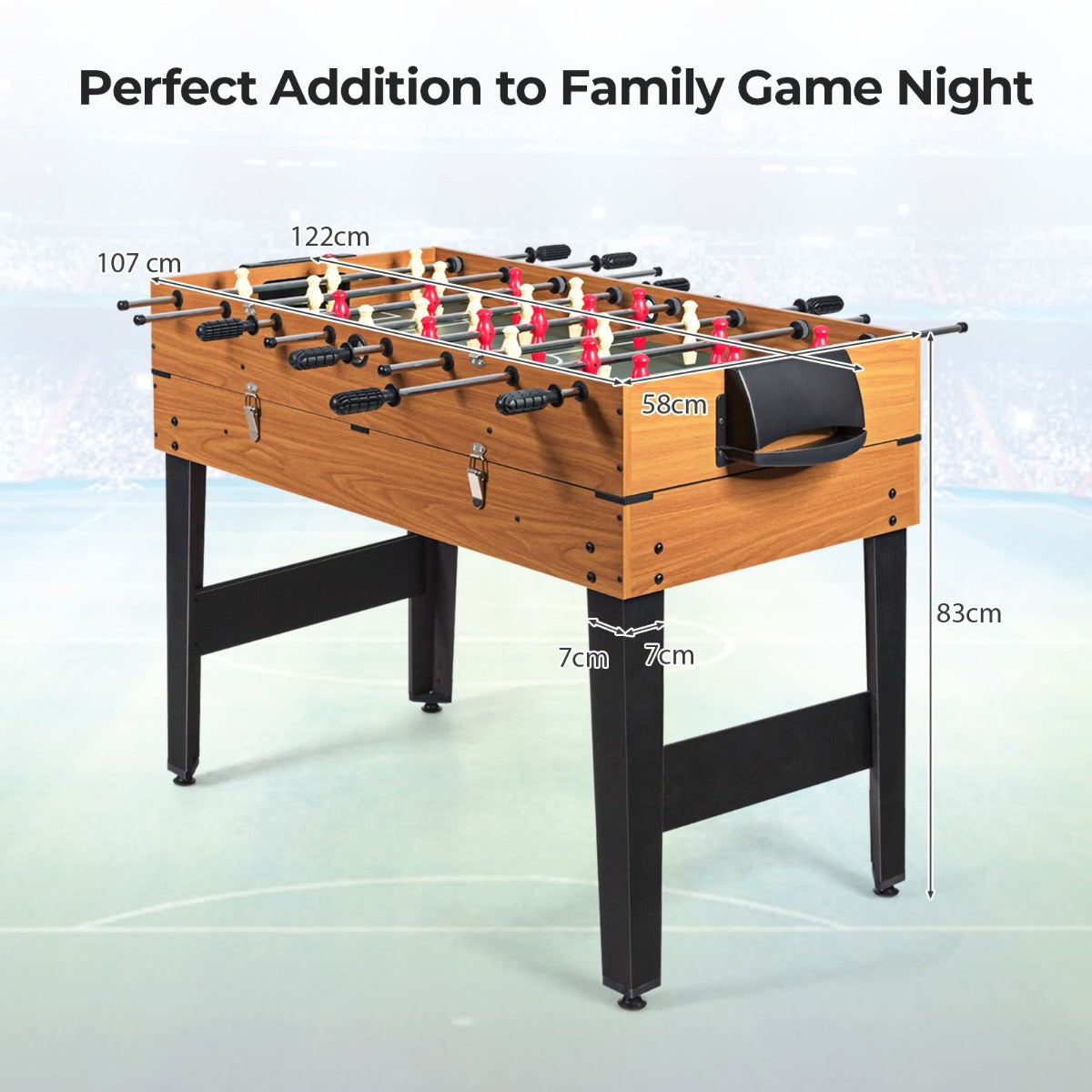 LIVSK Multifunctionele Speeltafel - Biljart, Airhockey, Tafelvoetbal - Inclusief Accessoires - 123 x 58 x 83 cm - Bruin