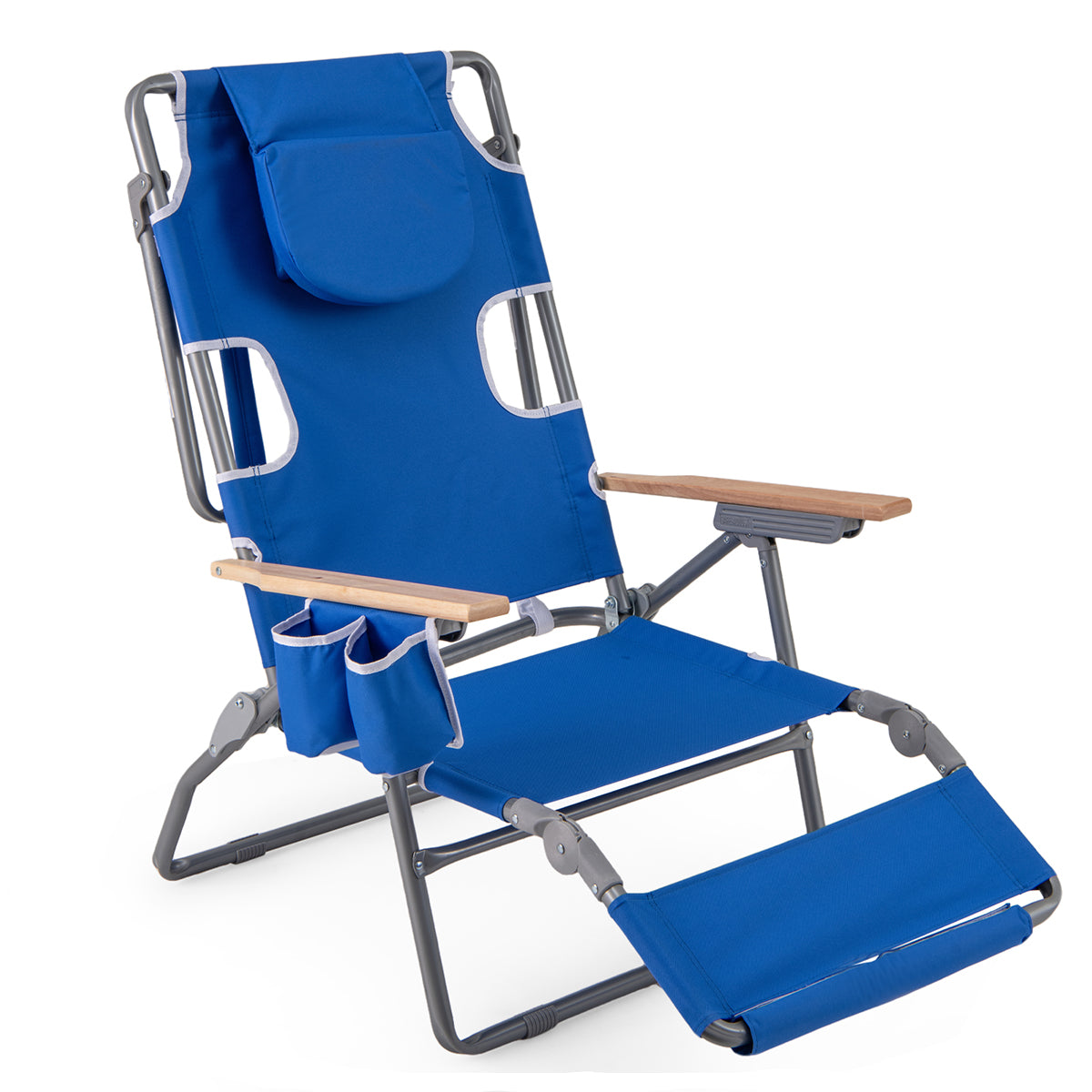 LIVSK 3-in-1 Strandstoel - Opvouwbaar met Verstelbare Rugleuning en Voetsteunen - Lichtgewicht - Voor Strand en Camping -
