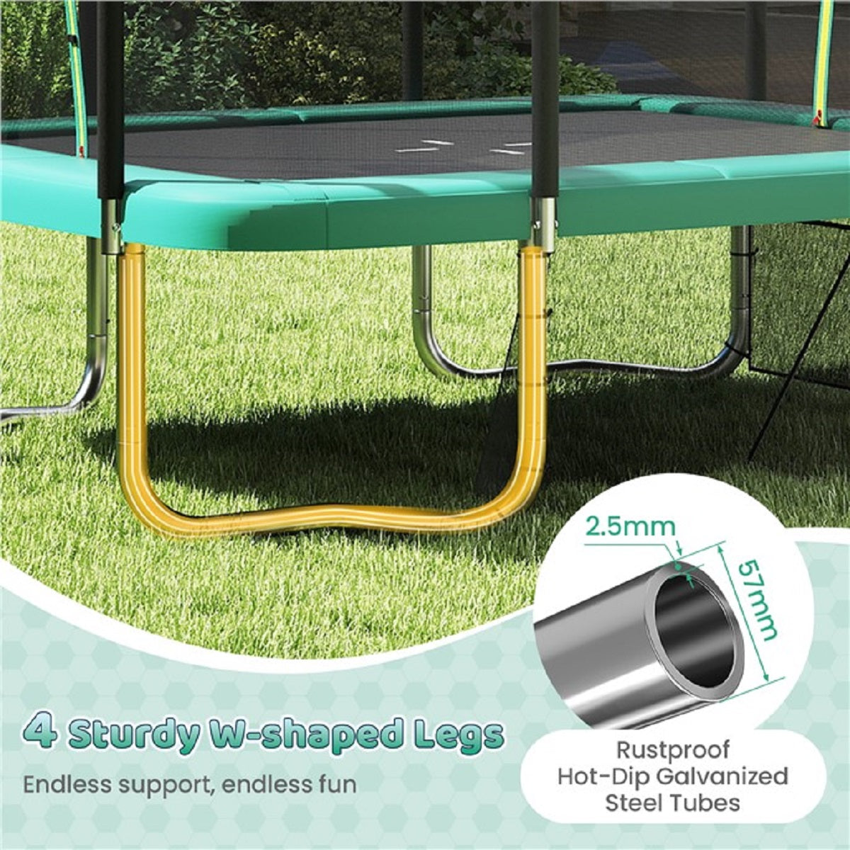 LIVSK Trampoline Set met Basketbalring en Voetbaldoel - Veiligheidsnet en Antikollisieschuim - Tot 500 kg - 317 x 255 x 270 cm -