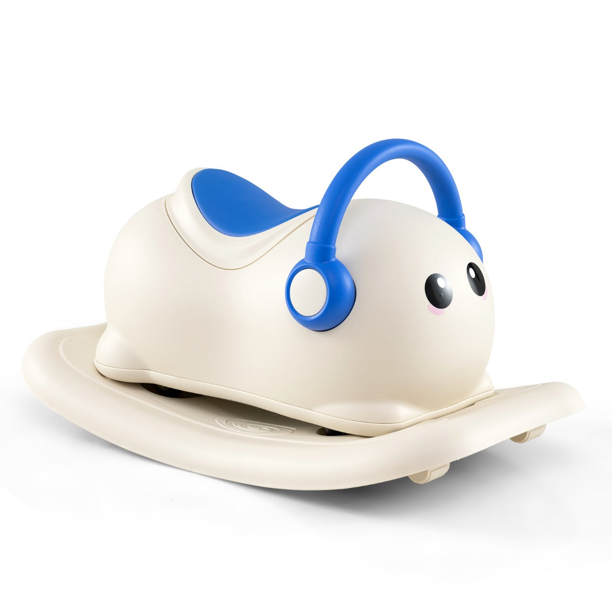 LIVSK 3-in-1 Schommelpaard - Glijauto en Balansplaat - Anti-kanteldesign - Opbergruimte - Voor Peuters 1-3 Jaar - Wit + Blauw